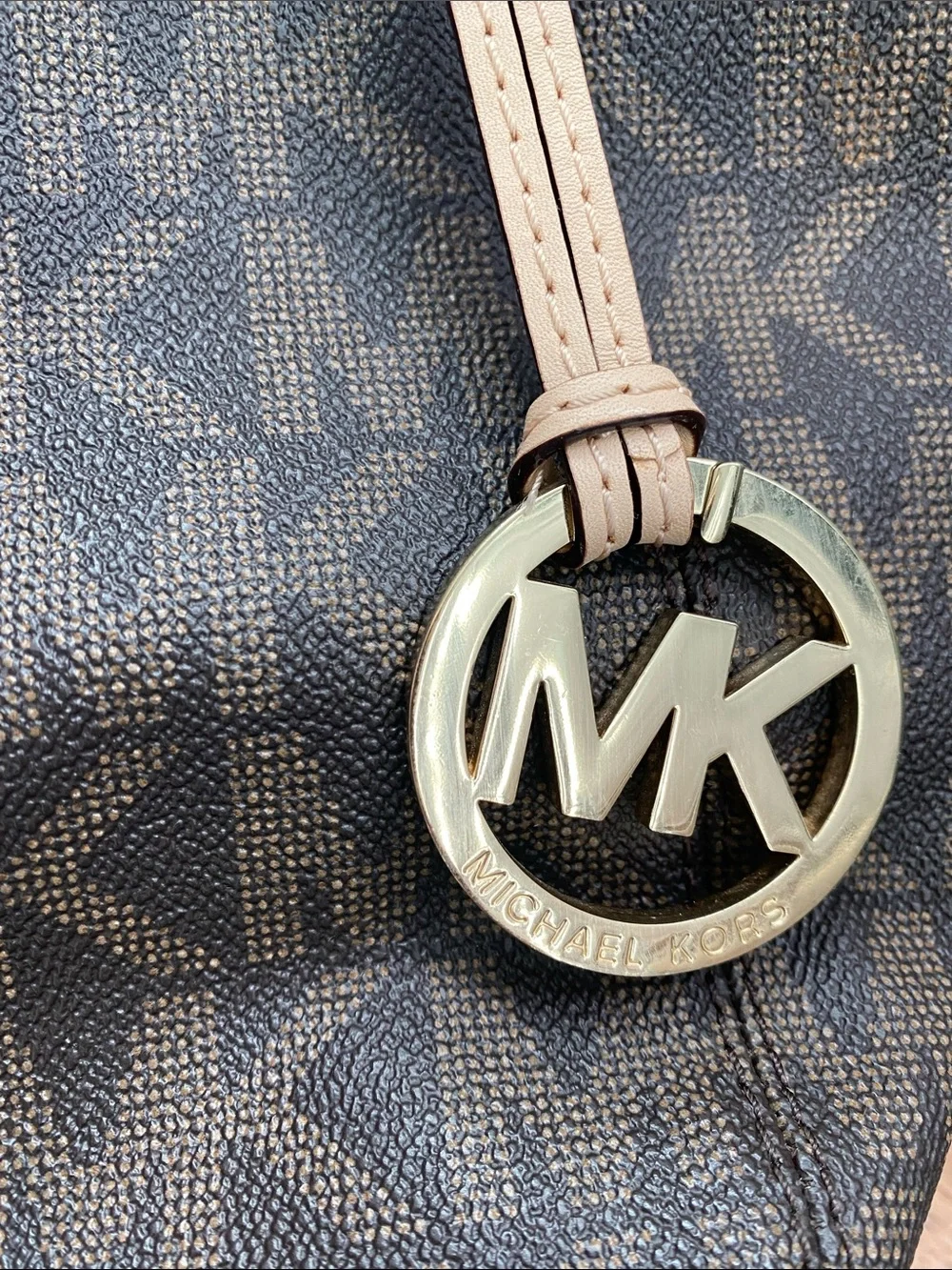 Michael Kors Dark Brown MK Logo Chain-Handle Shoulder Bag